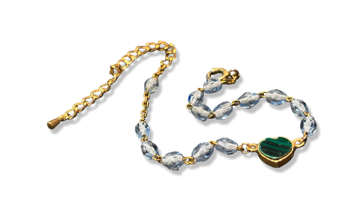 Bracelet chapelet bleu et malachite