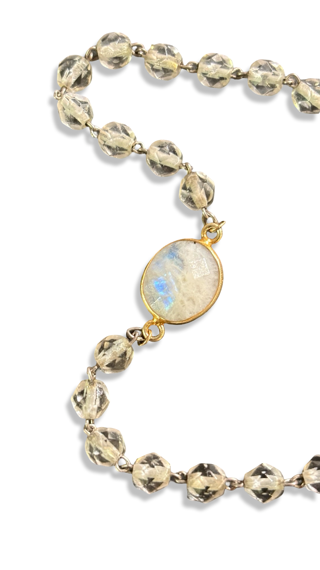 Collier chapelet transparent et Pierre de lune