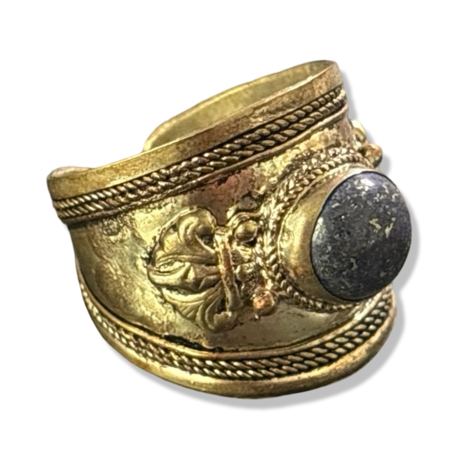 Bague en lapis lazuli et métal argenté