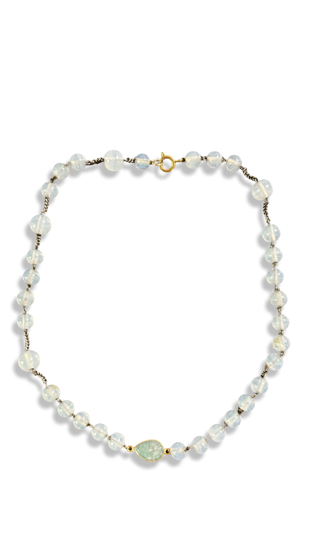Collier chapelet blanc et amazonite