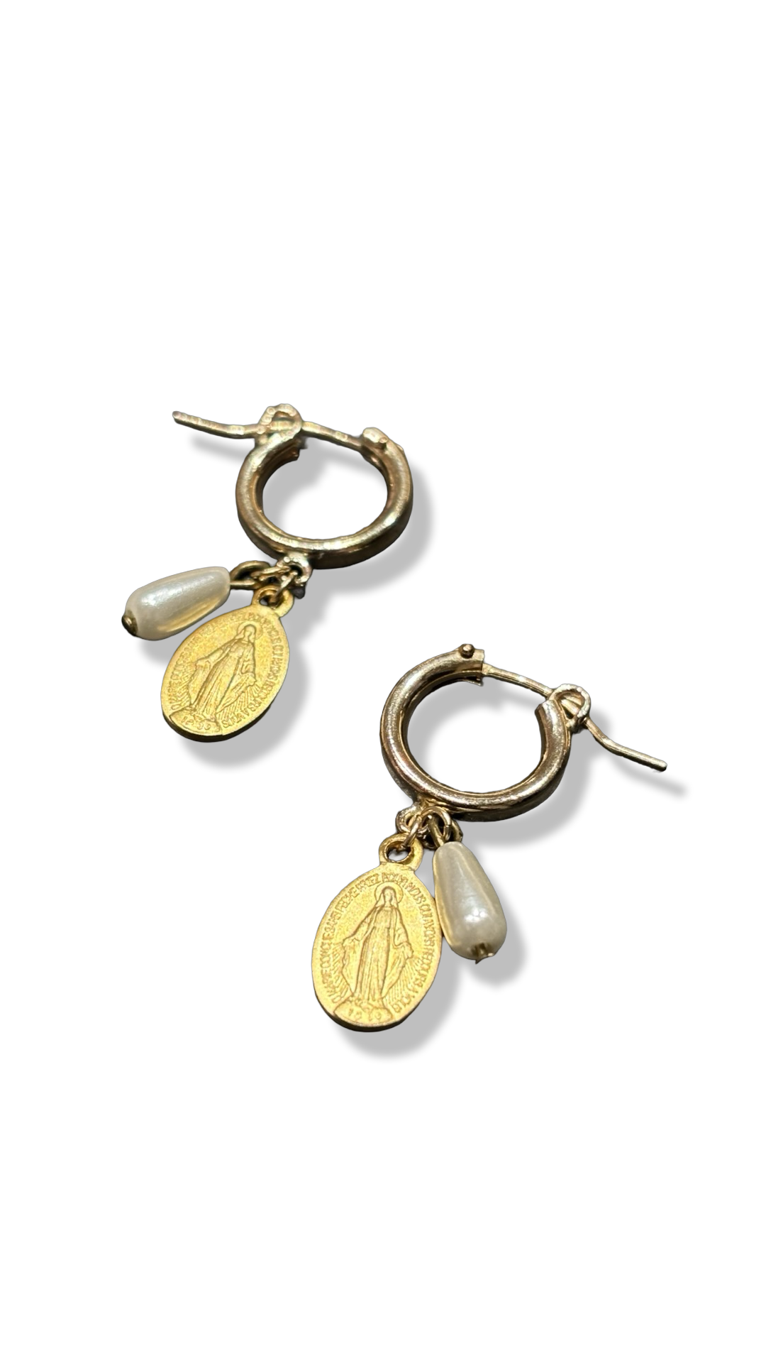 Mini créoles Médaille Miraculeuse et perles fantaisie