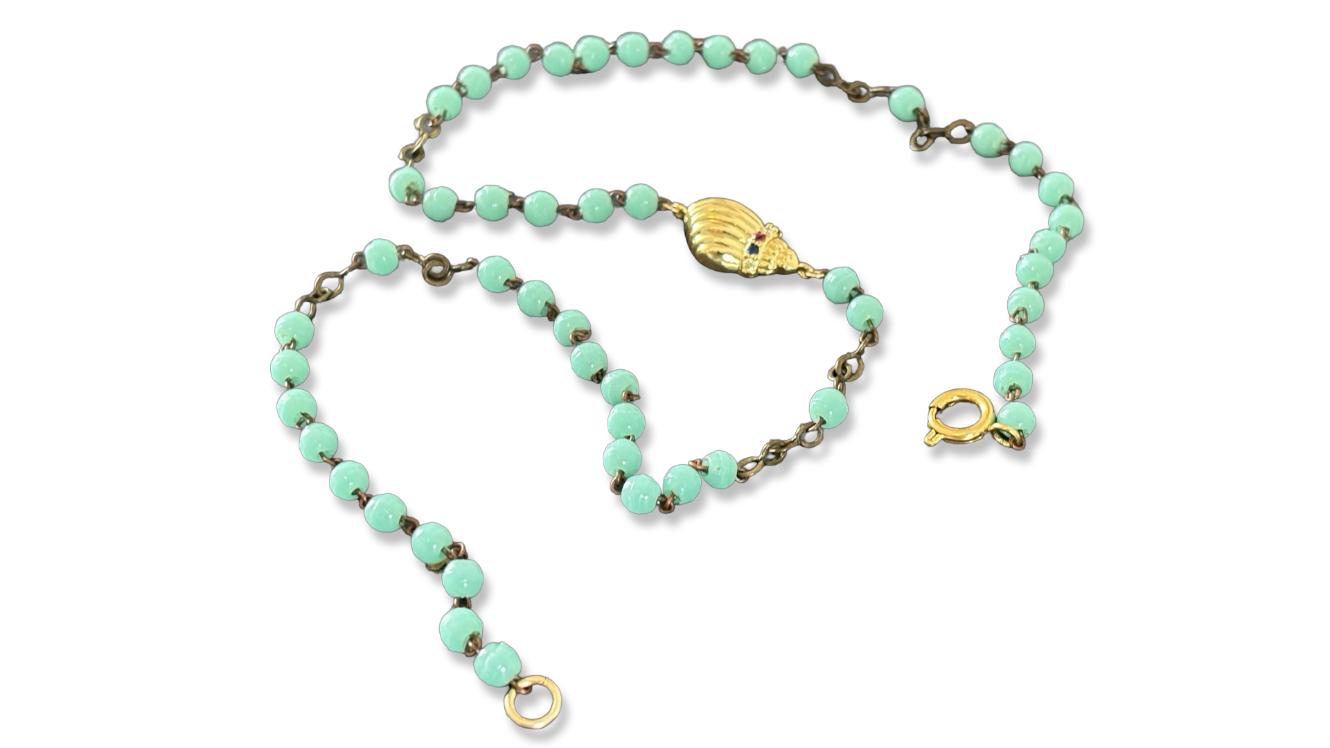 Collier chapelet turquoise et coquillages