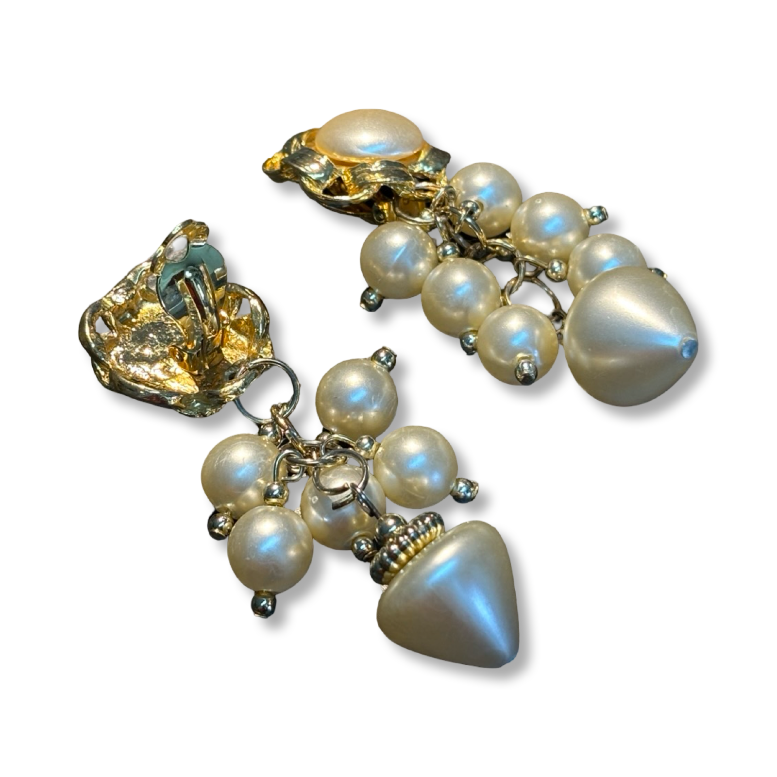 Clips Vintage à grappes de perles