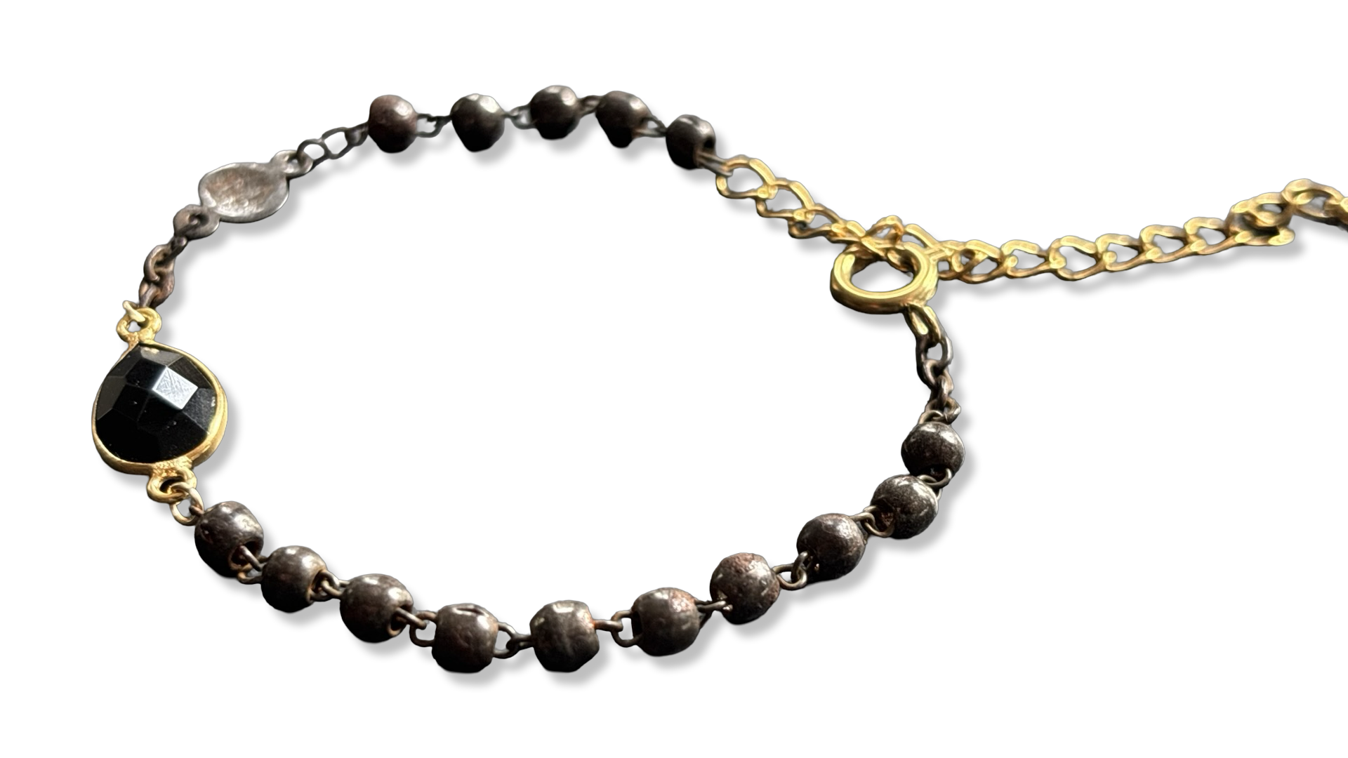Bracelet chapelet upcyclé inox vieilli et améthyste