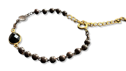Bracelet chapelet upcyclé inox vieilli et améthyste