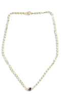 Collier chapelet perles de nacre et améthyste