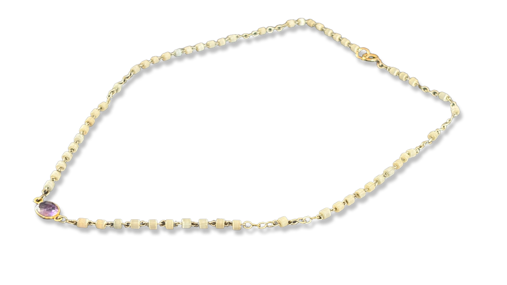 Collier chapelet perles de nacre et améthyste