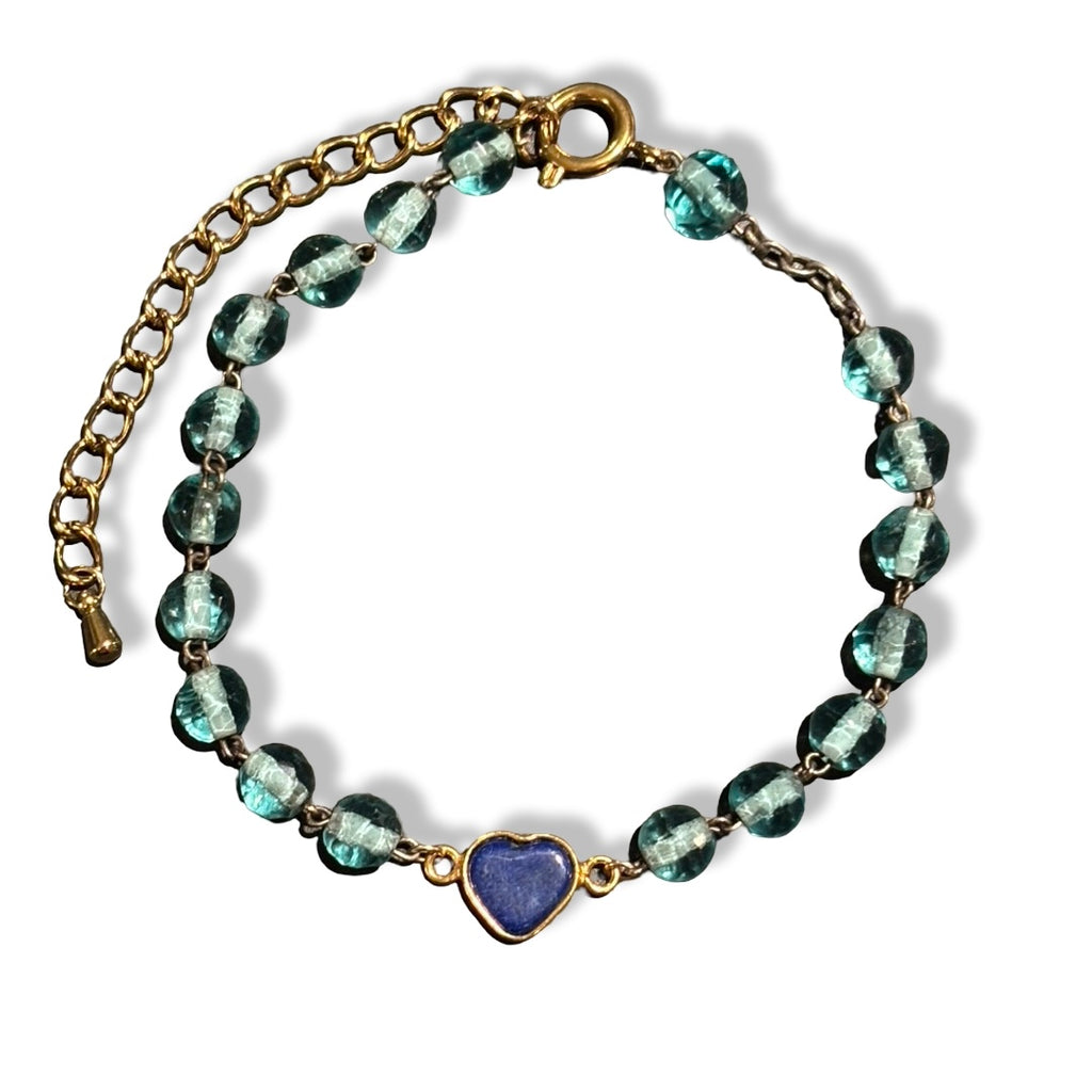 Bracelet chapelet vert et lapis lazuli