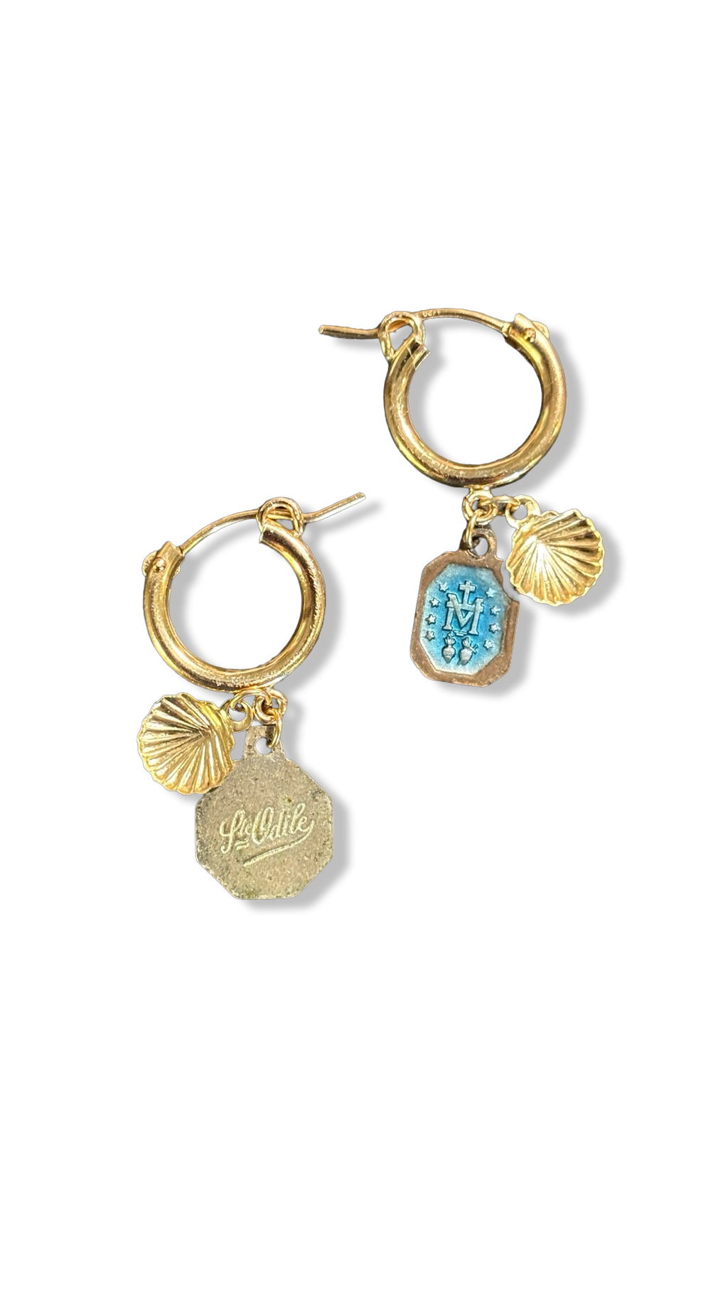 Mini créoles goldfilled et médailles émaillées