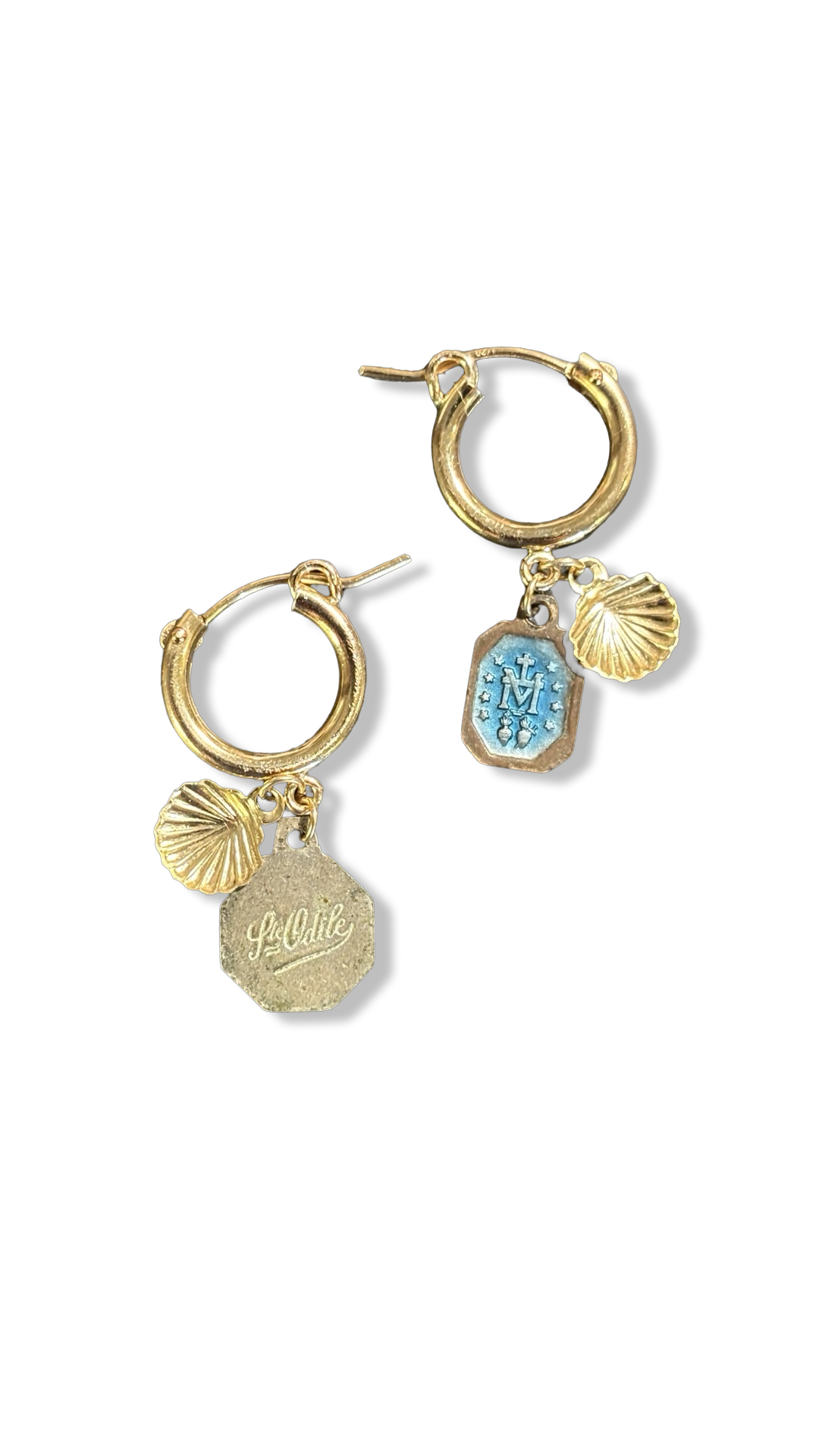 Mini créoles goldfilled et médailles émaillées