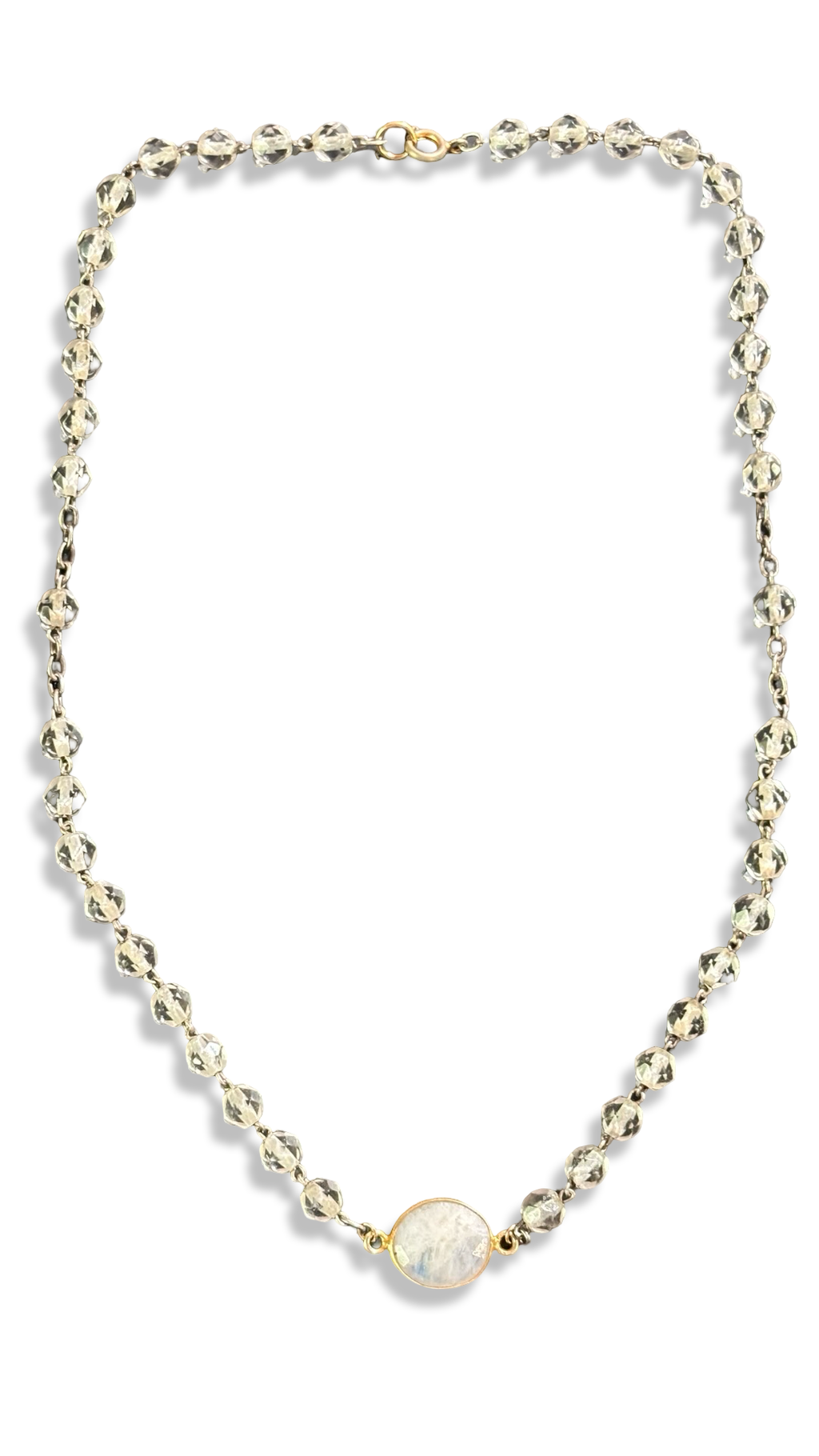 Collier chapelet transparent et Pierre de lune