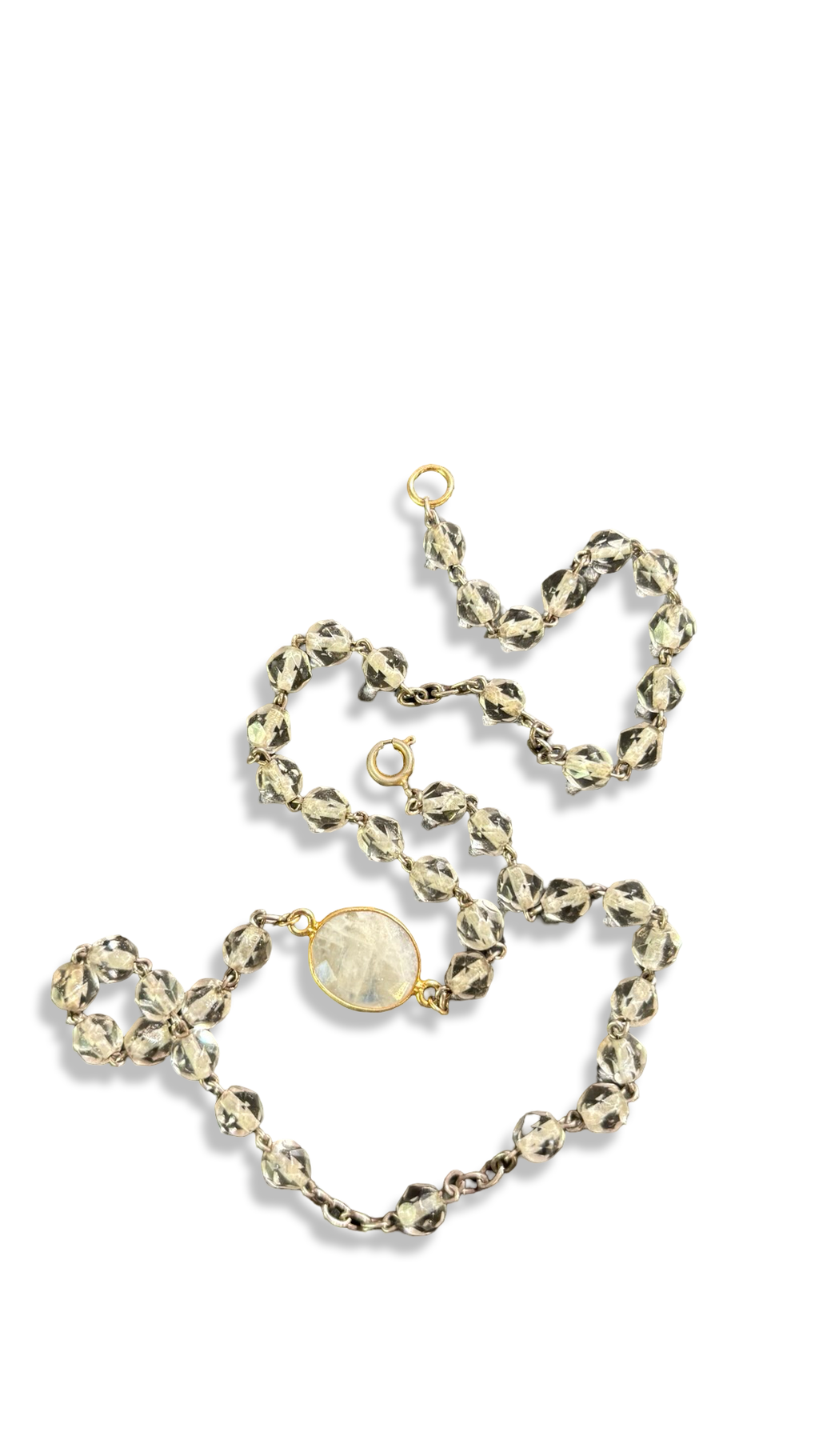 Collier chapelet transparent et Pierre de lune