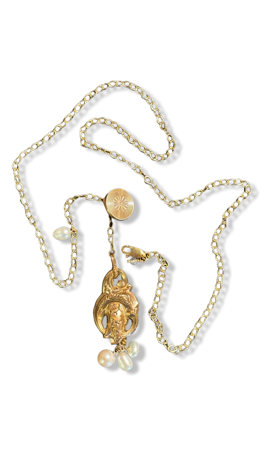 Collier lasso, perles et motif fin 19e siècle