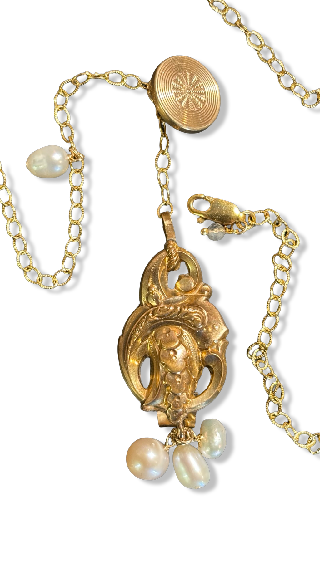 Collier lasso, perles et motif fin 19e siècle