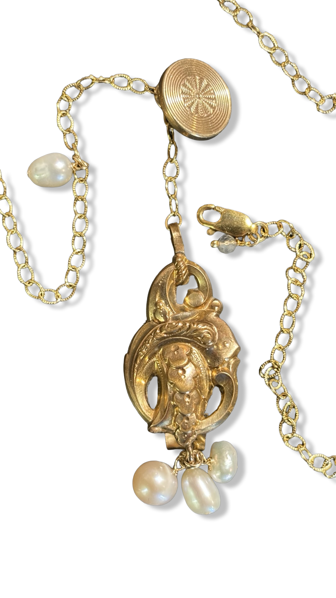 Collier lasso, perles et motif fin 19e siècle