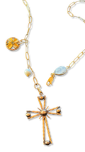 Collier lasso, Pierre de lune et Croix années 50