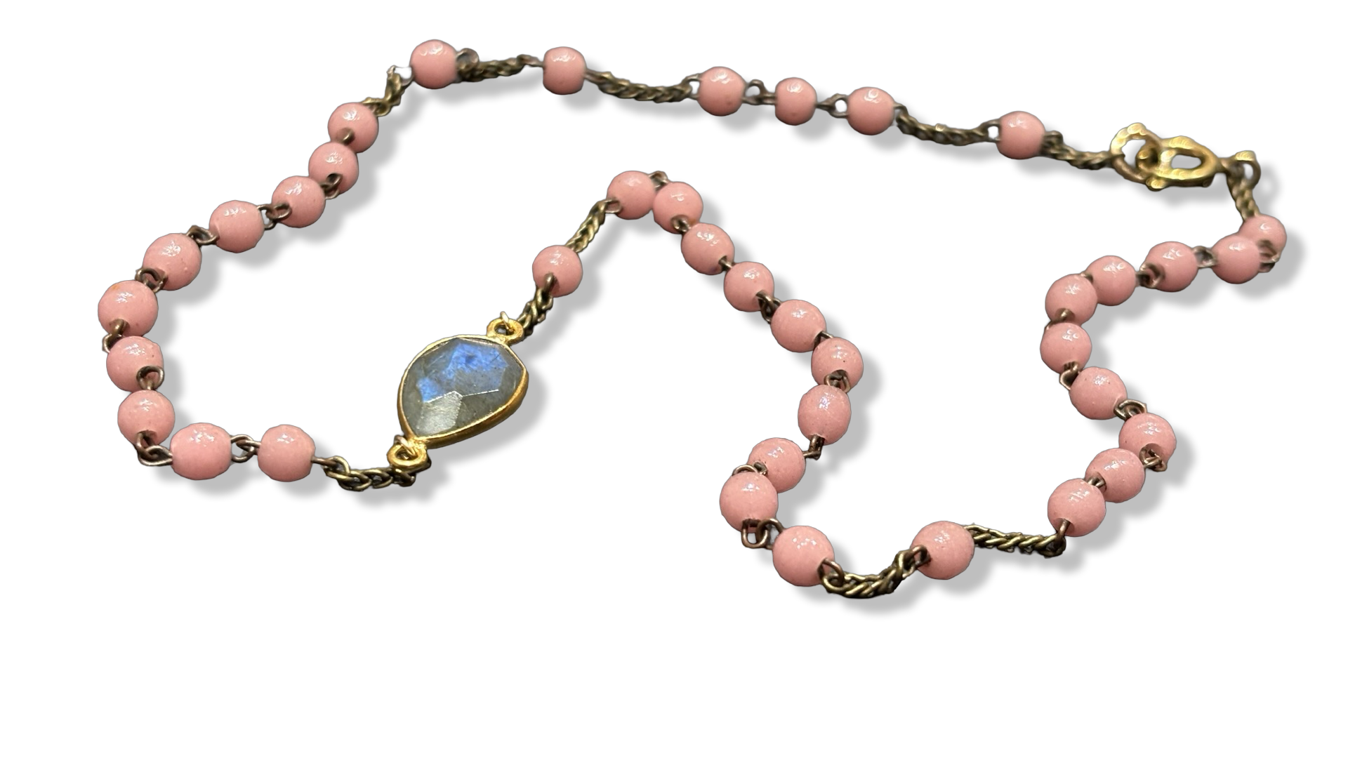 Collier chapelet rose et Labradorite