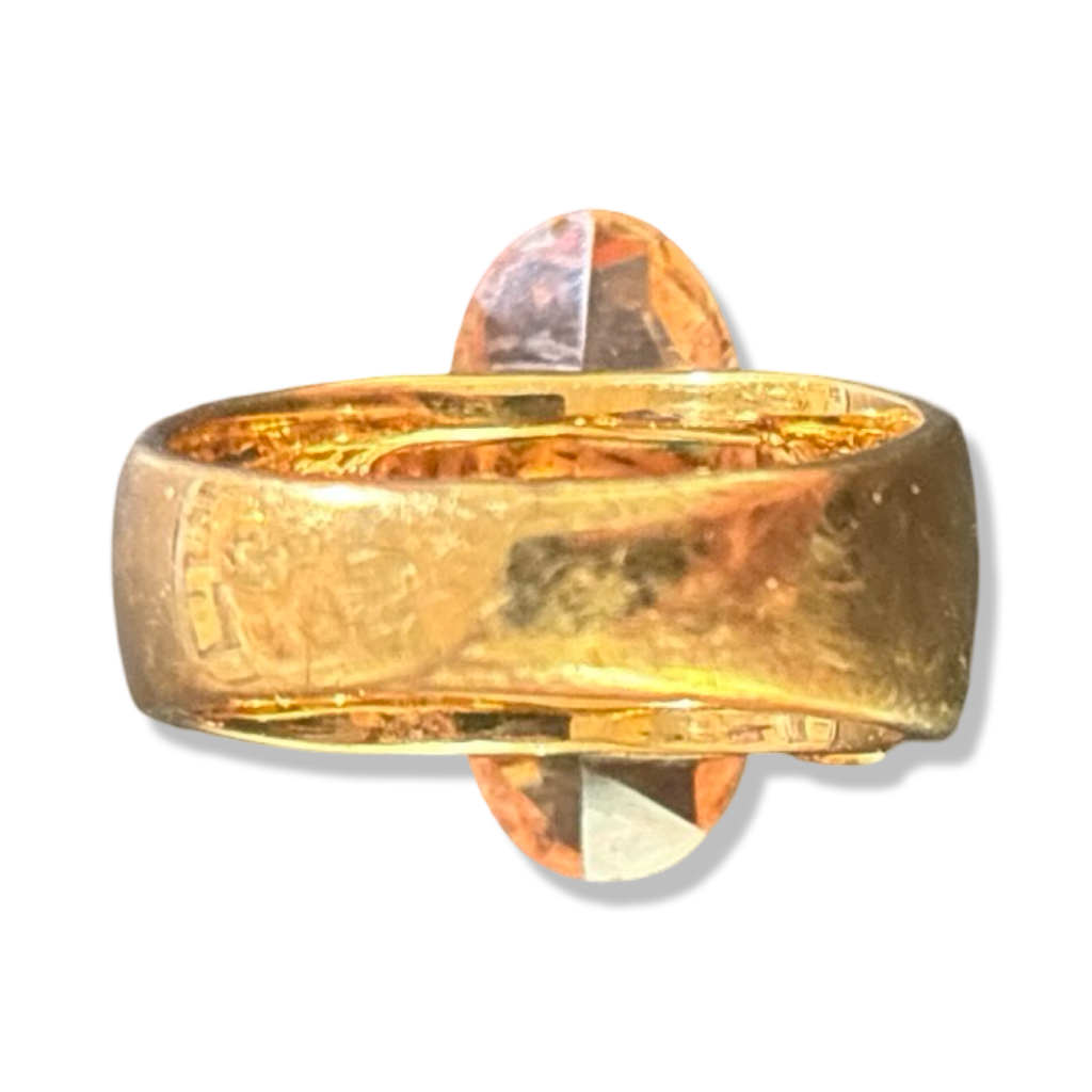 Bague à large strass ovale