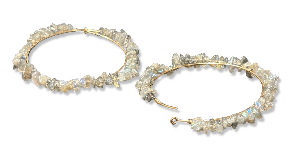 Créoles goldfilled et labradorite