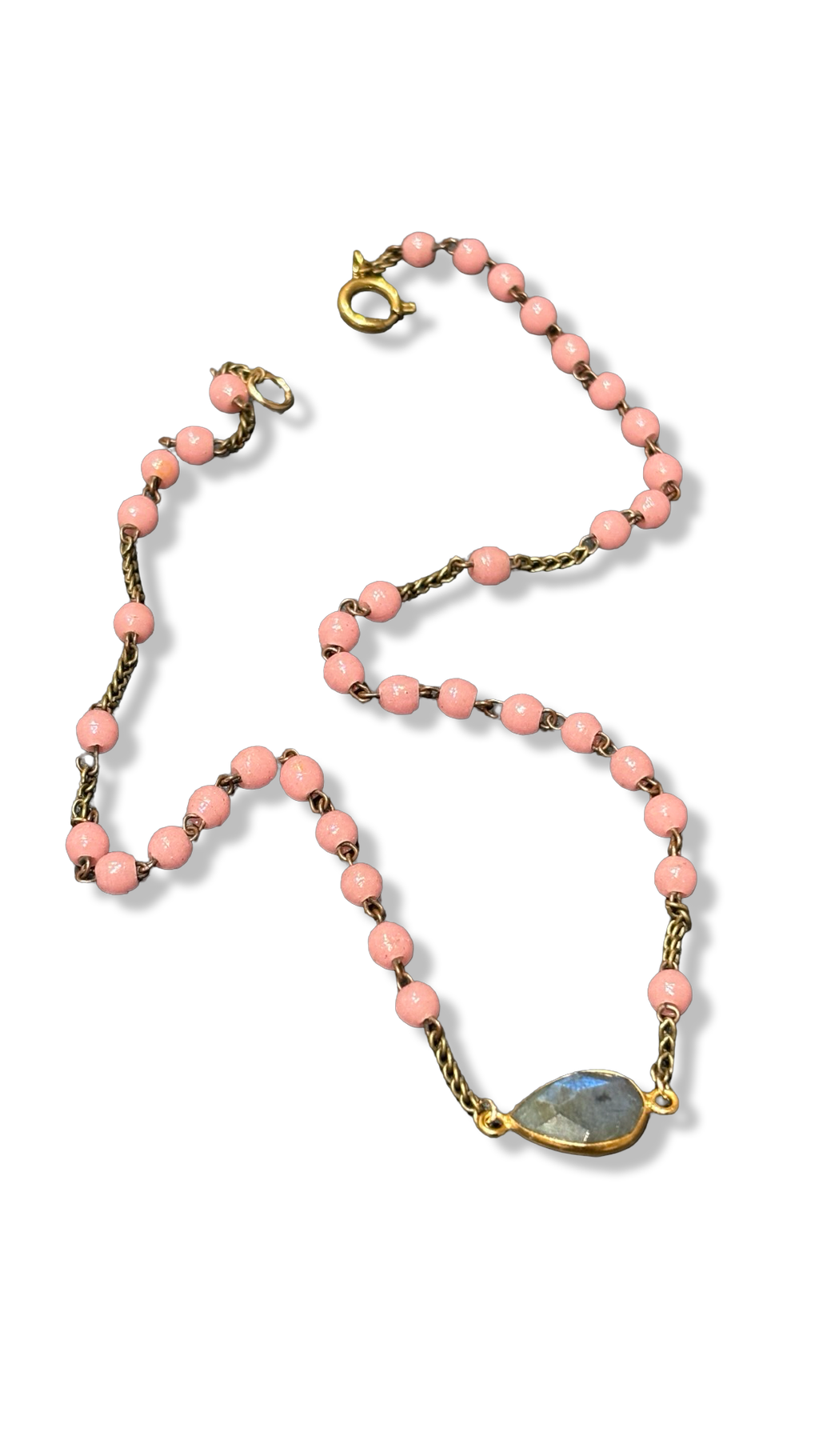 Collier chapelet rose et Labradorite