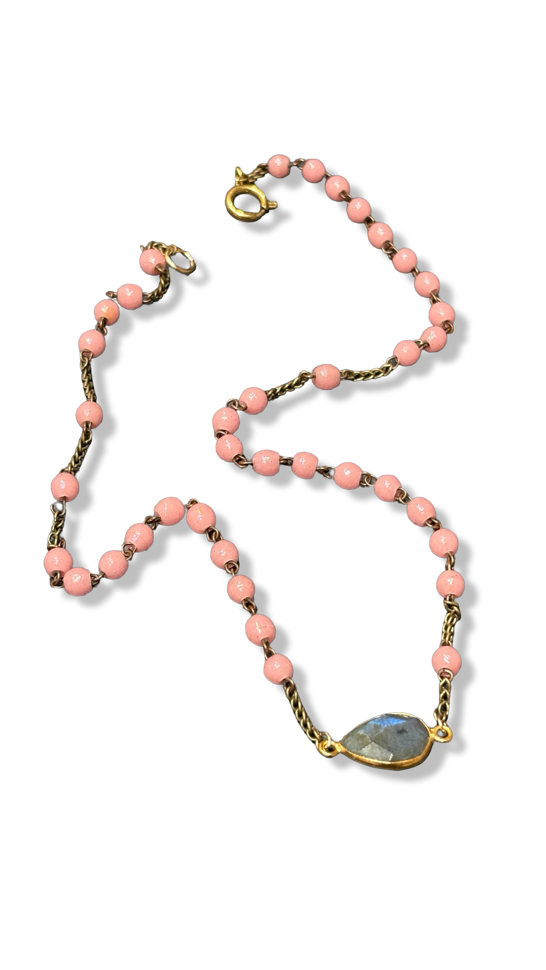 Collier chapelet rose et Labradorite