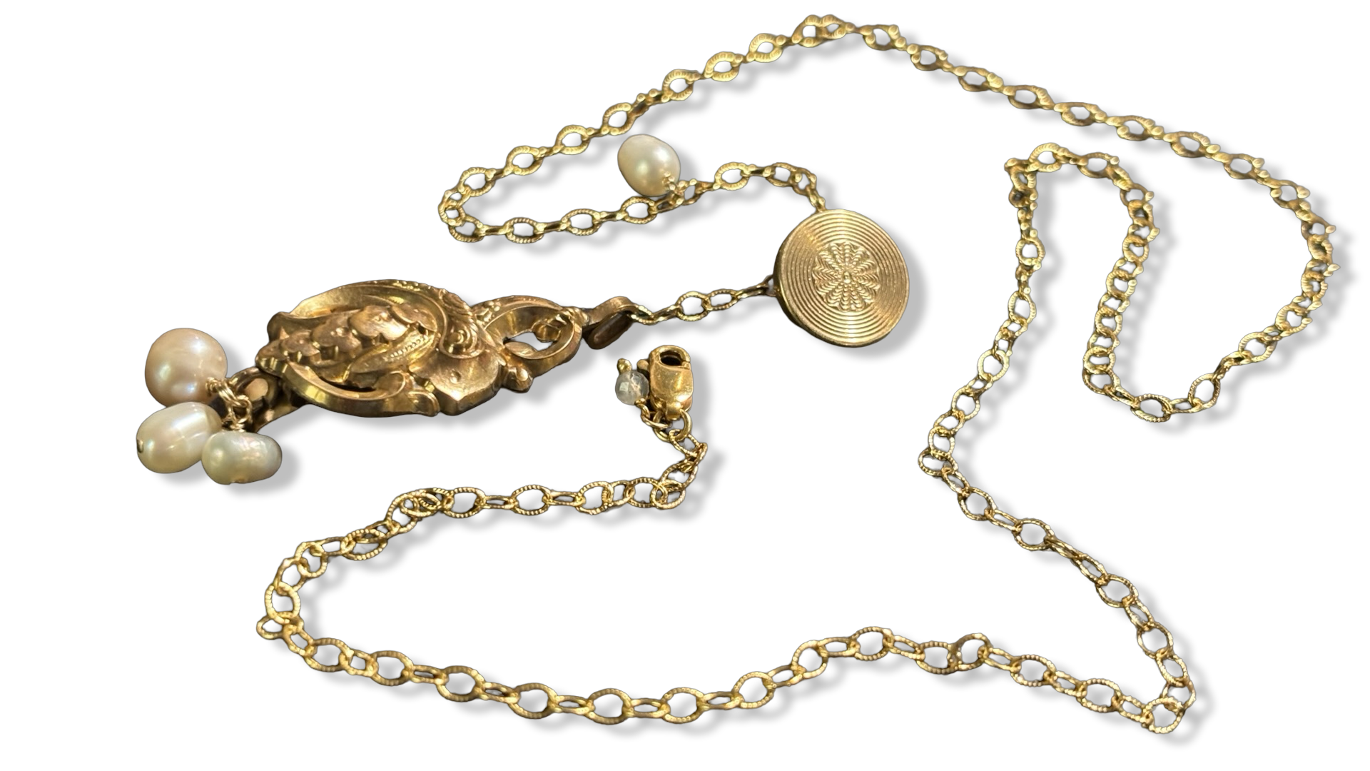 Collier lasso, perles et motif fin 19e siècle