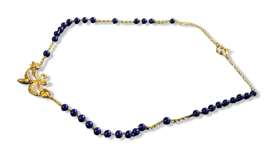Collier chapelet bleu et motif 18e