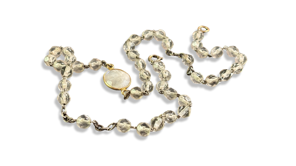 Collier chapelet transparent et Pierre de lune