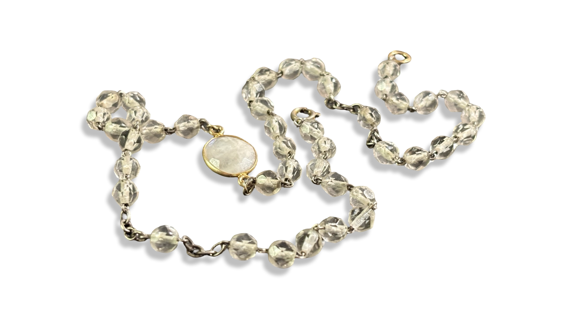 Collier chapelet transparent et Pierre de lune