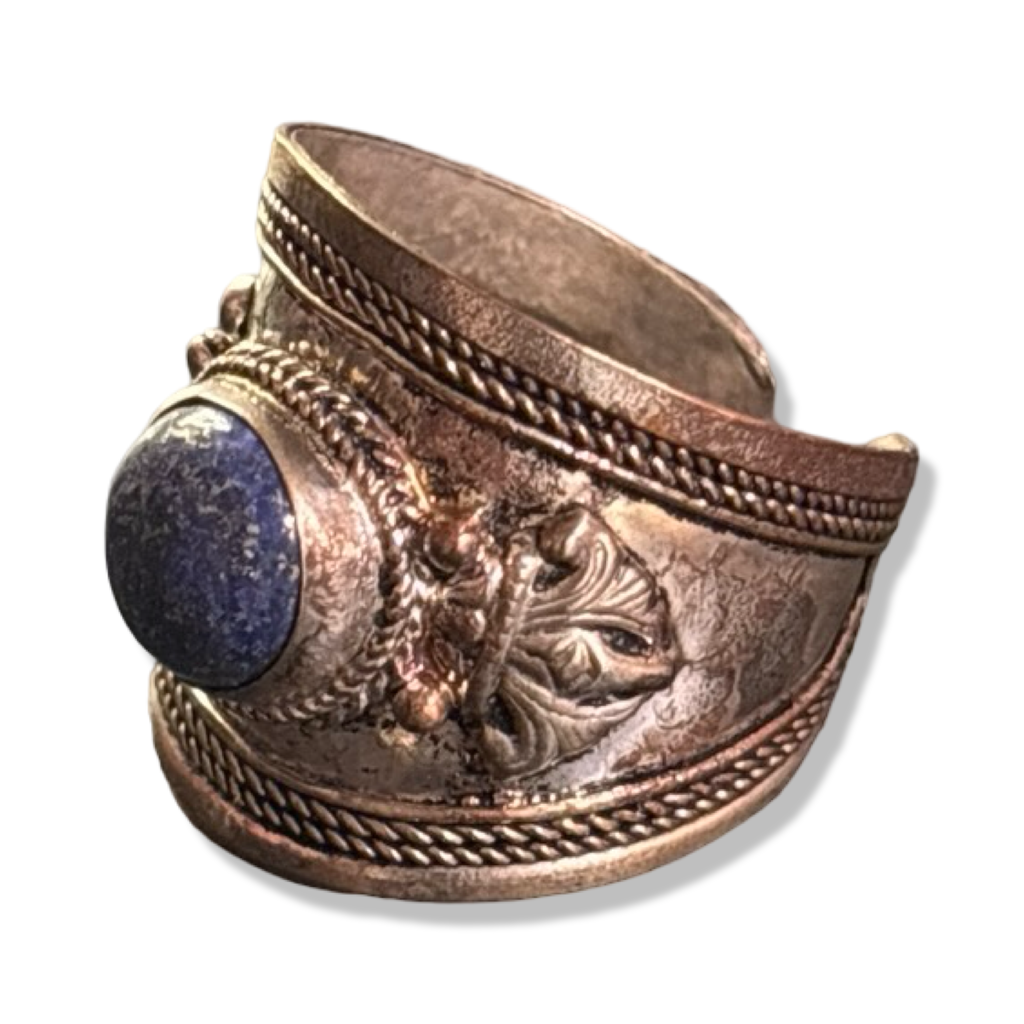 Bague en lapis lazuli et métal argenté
