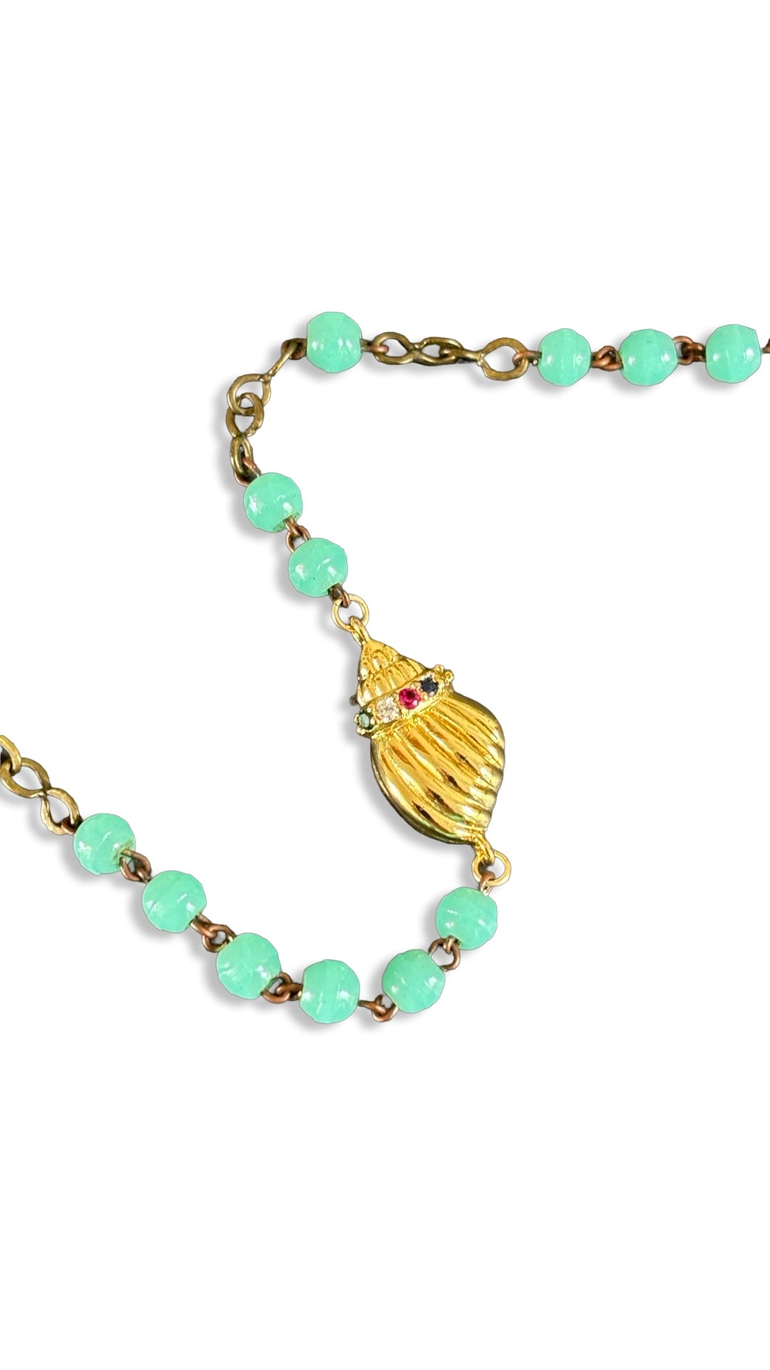 Collier chapelet turquoise et coquillages