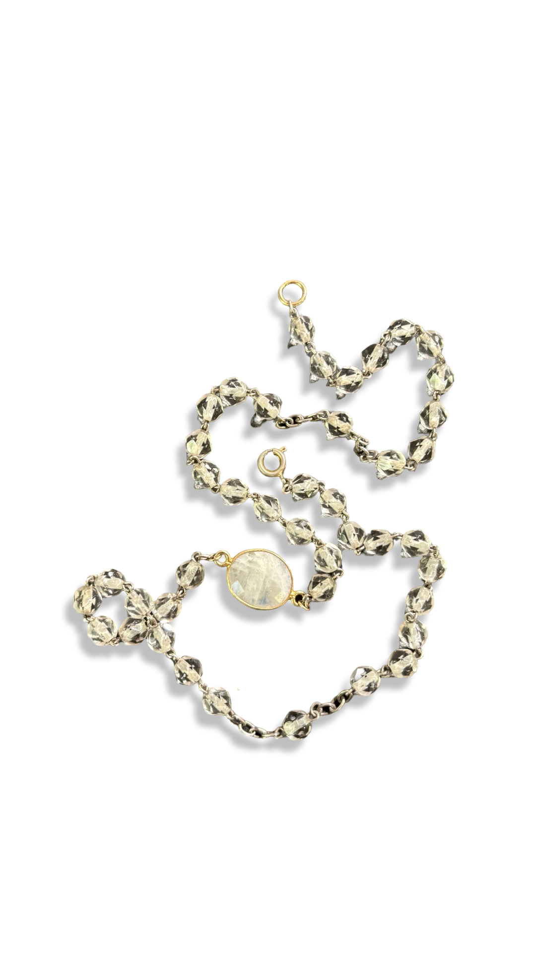 Collier chapelet transparent et Pierre de Lune