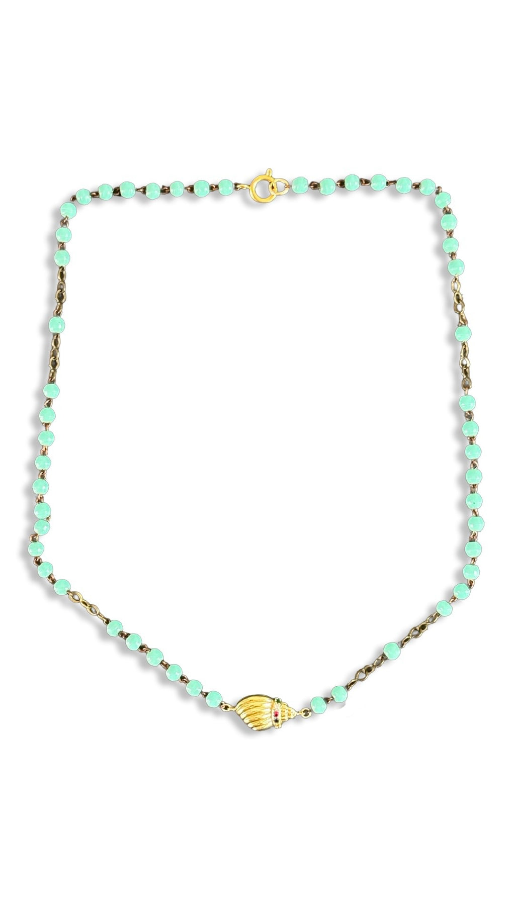 Collier chapelet turquoise et coquillages