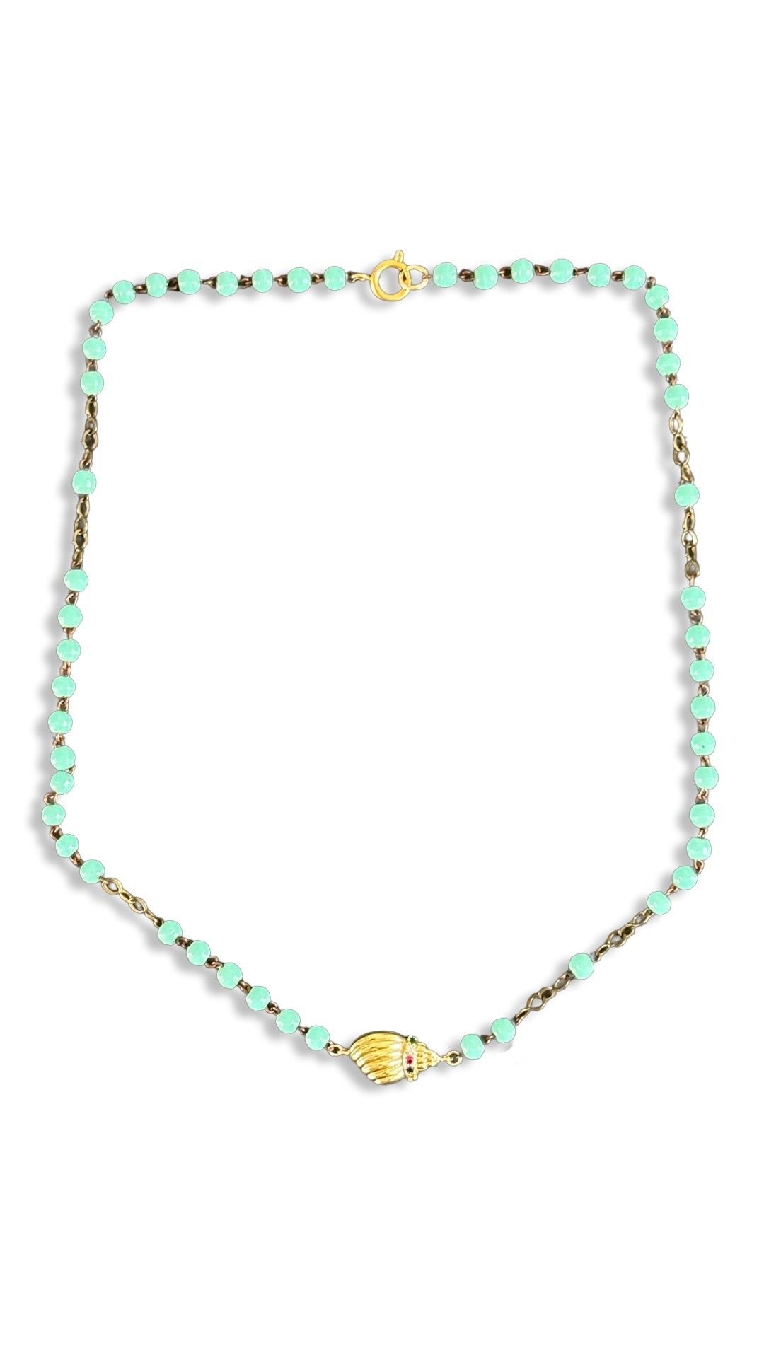 Collier chapelet turquoise et coquillages