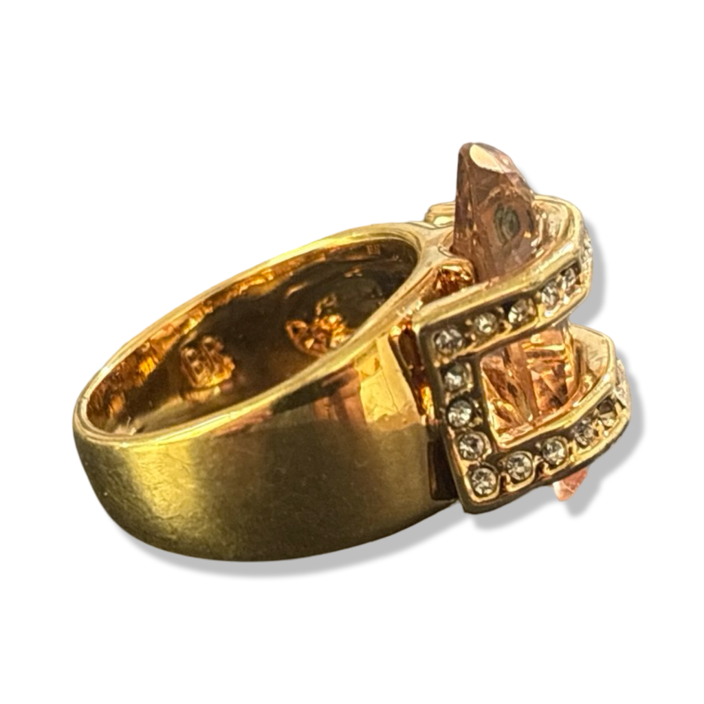 Bague à large strass ovale