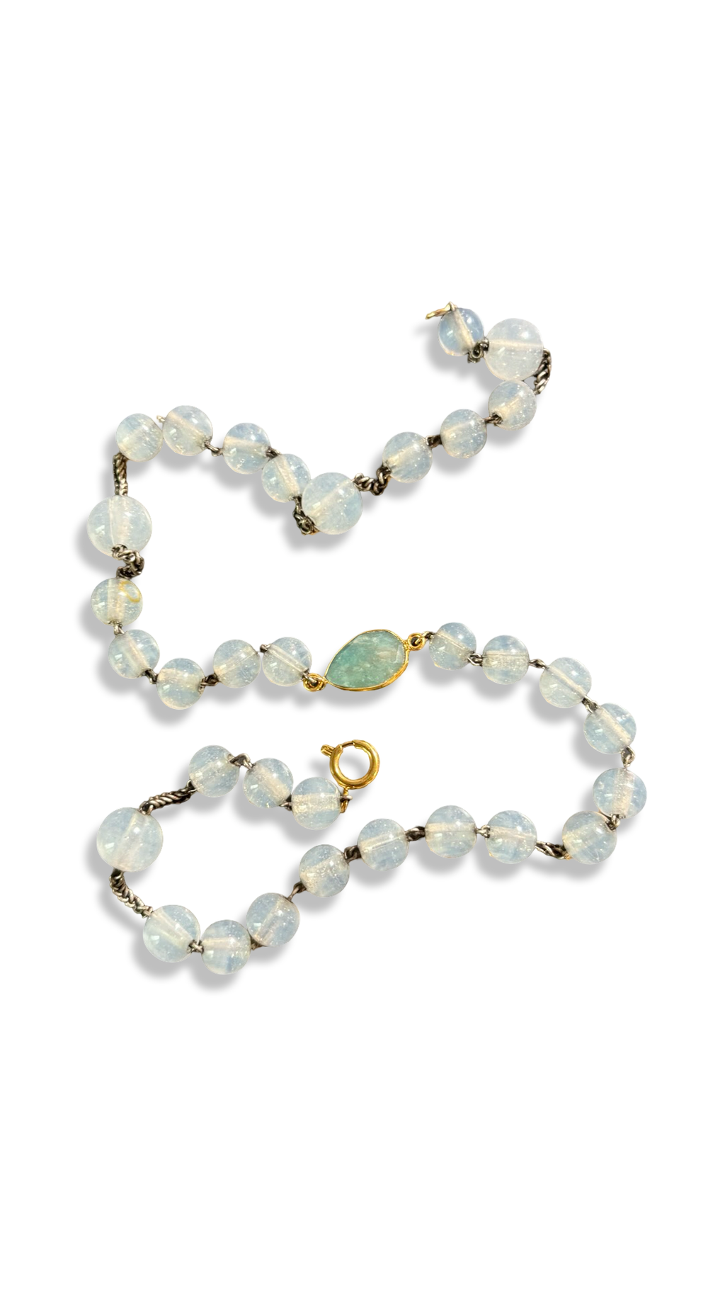 Collier chapelet blanc et amazonite