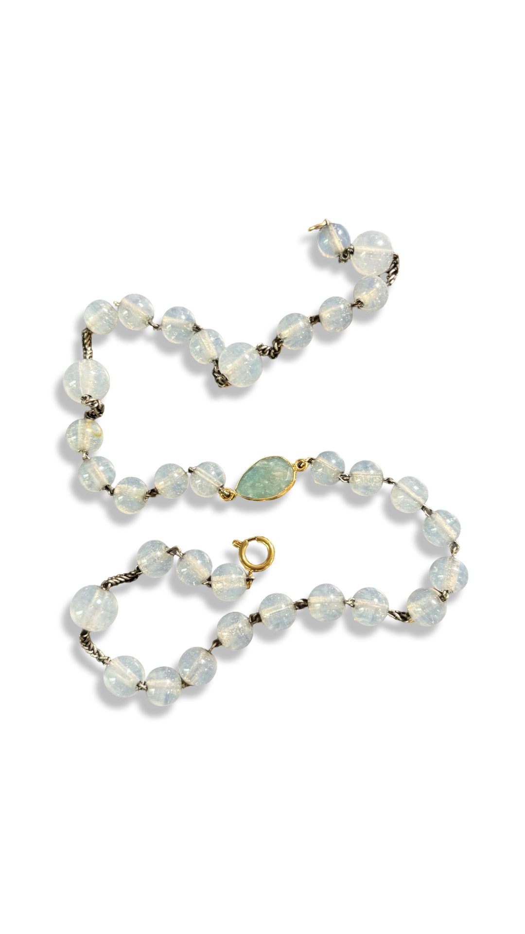 Collier chapelet blanc et amazonite