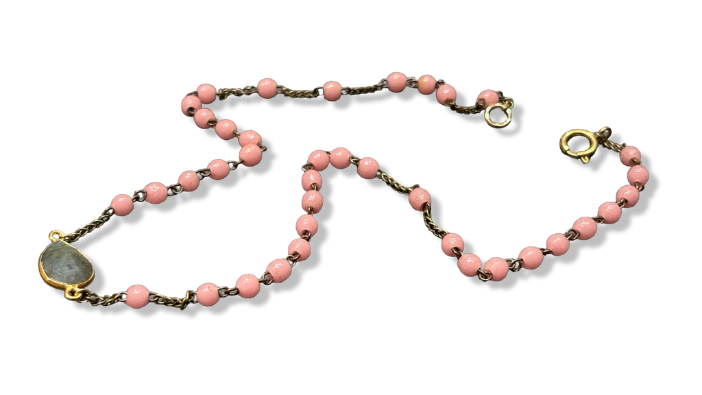 Collier chapelet rose et Labradorite