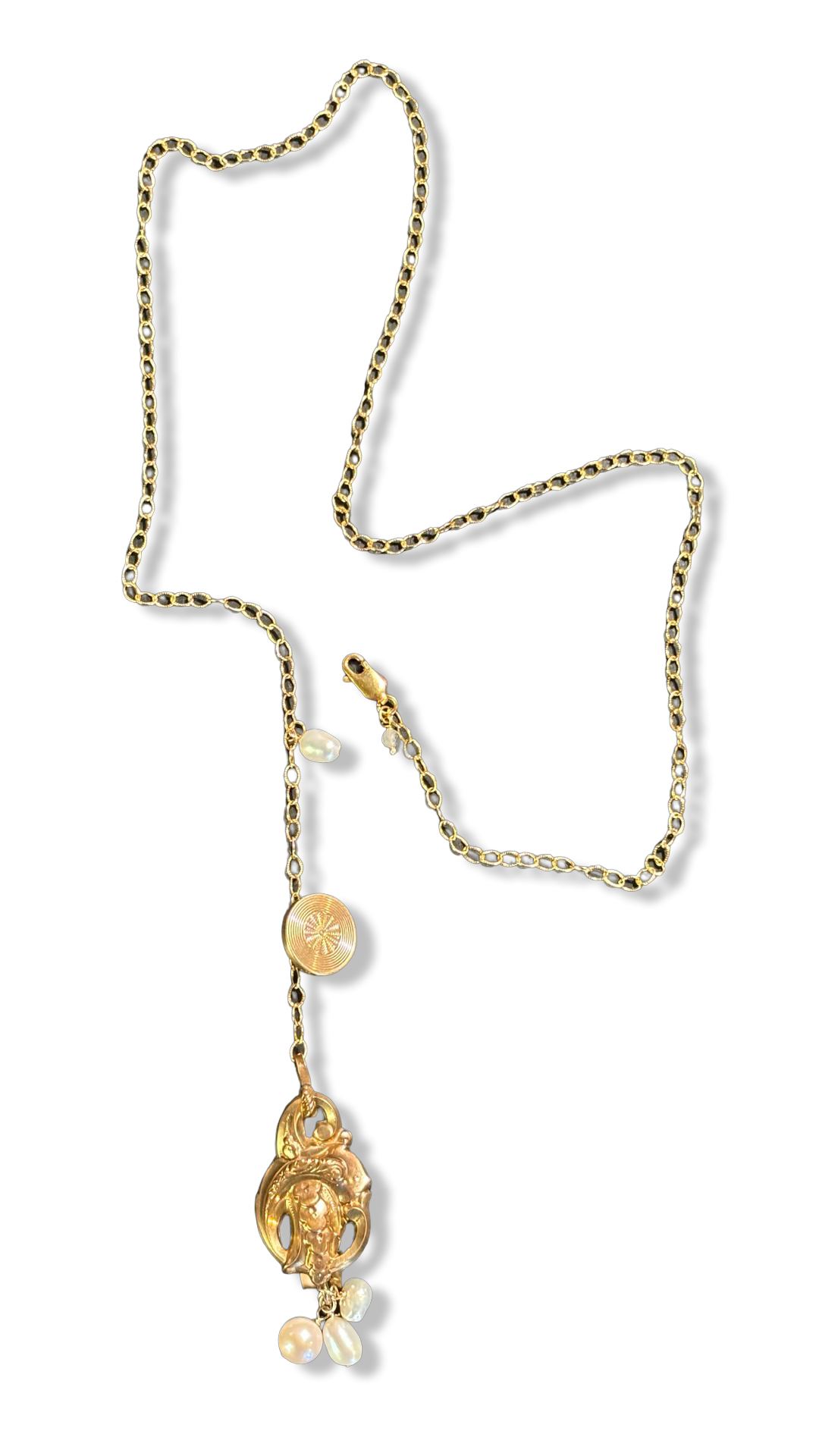 Collier lasso, perles et motif fin 19e siècle