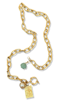 Chaîne vintage, Médaille de St Jean Baptiste, Amazonite