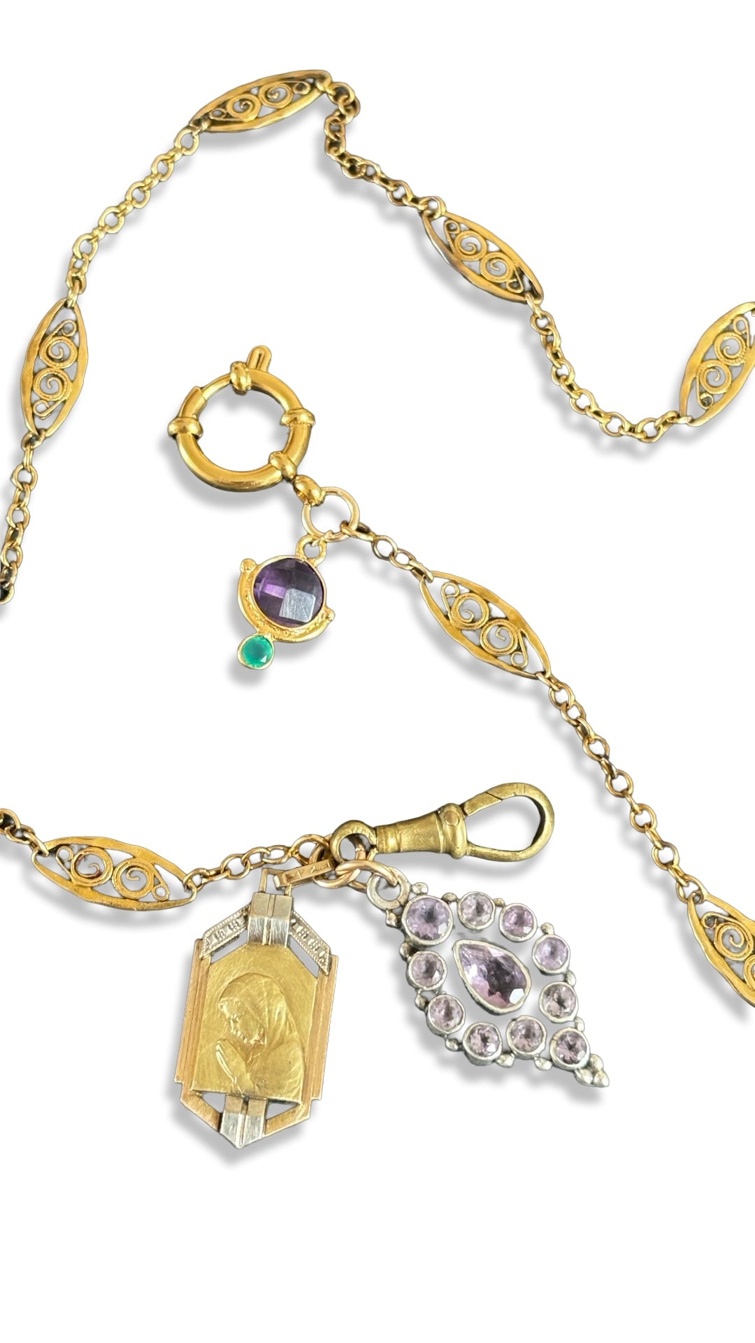 Collier filigrane, Sainte Marie et Améthystes
