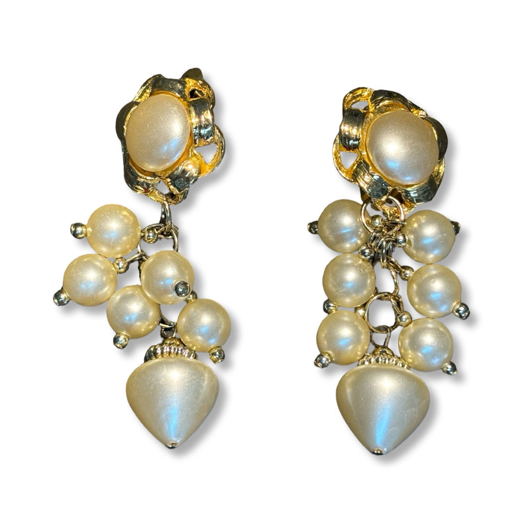 Clips Vintage à grappes de perles