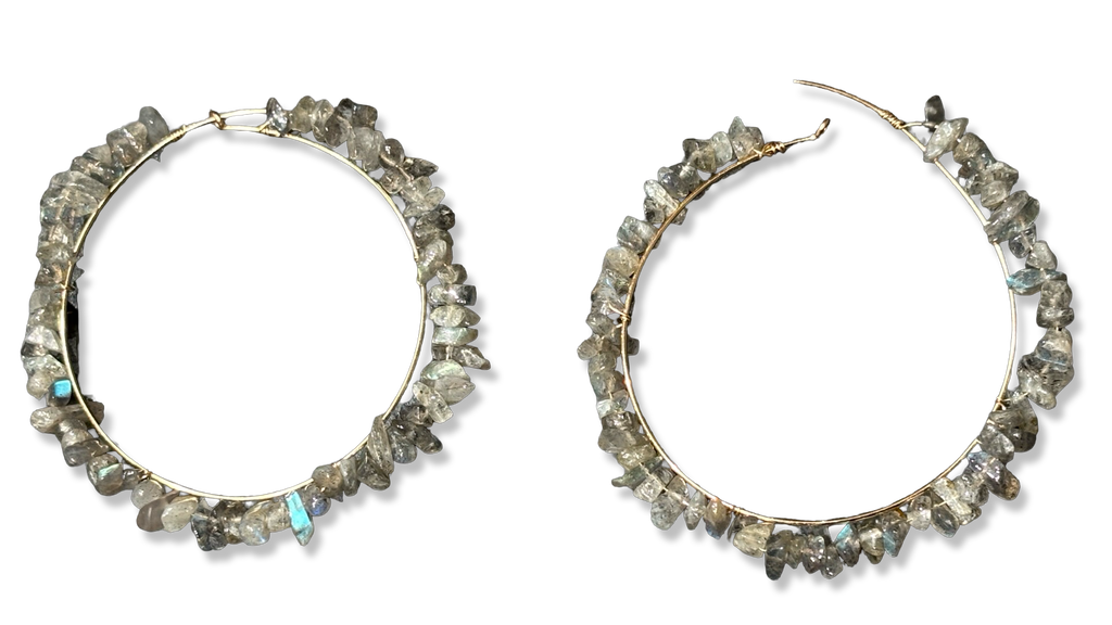 Créoles goldfilled et labradorite