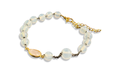 Bracelet chapelet blanc et goutte de quartz pêche