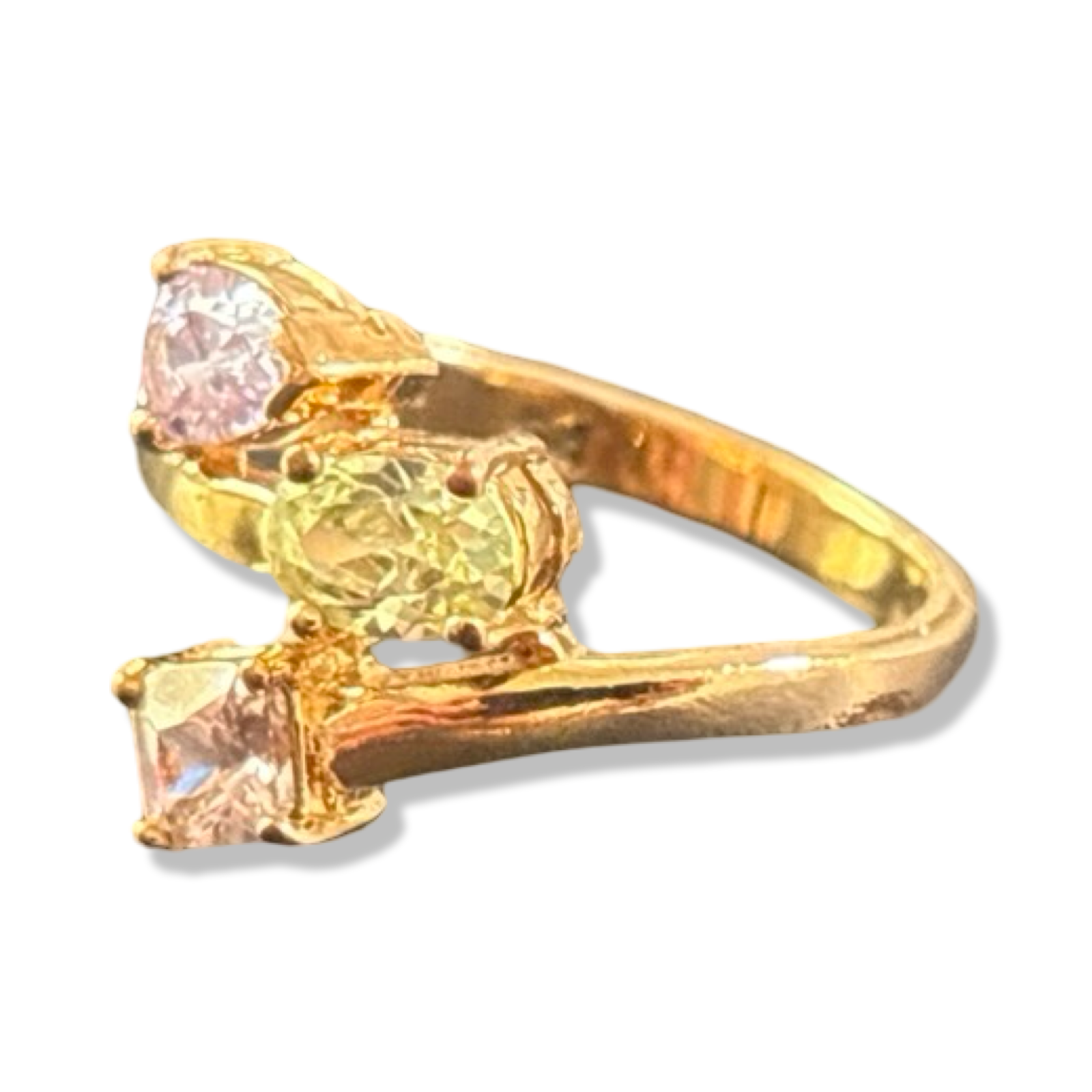 Bague vintage à strass colorés