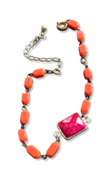 Bracelet chapelet upcyclé orange et agate rose