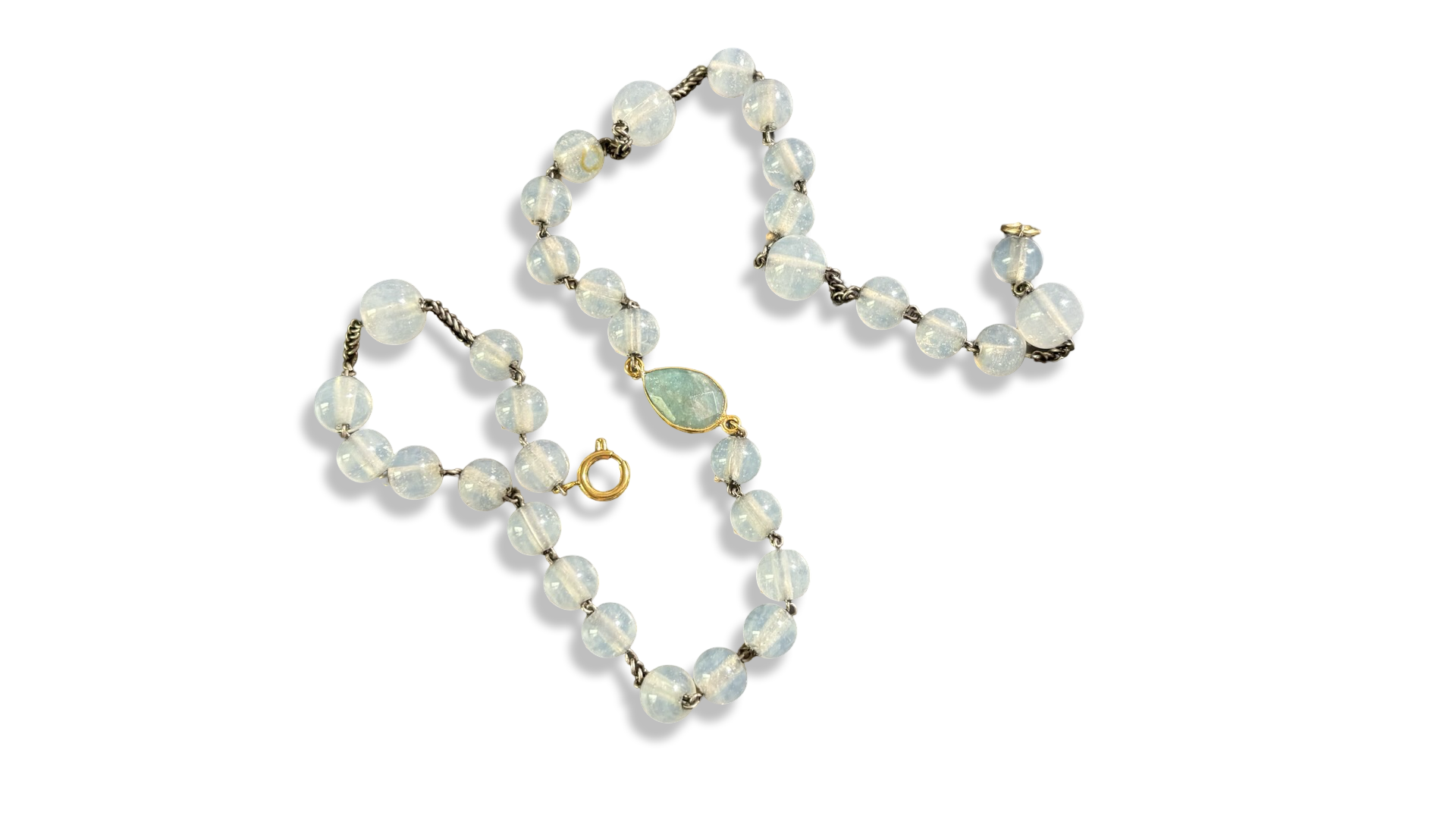 Collier chapelet blanc et amazonite