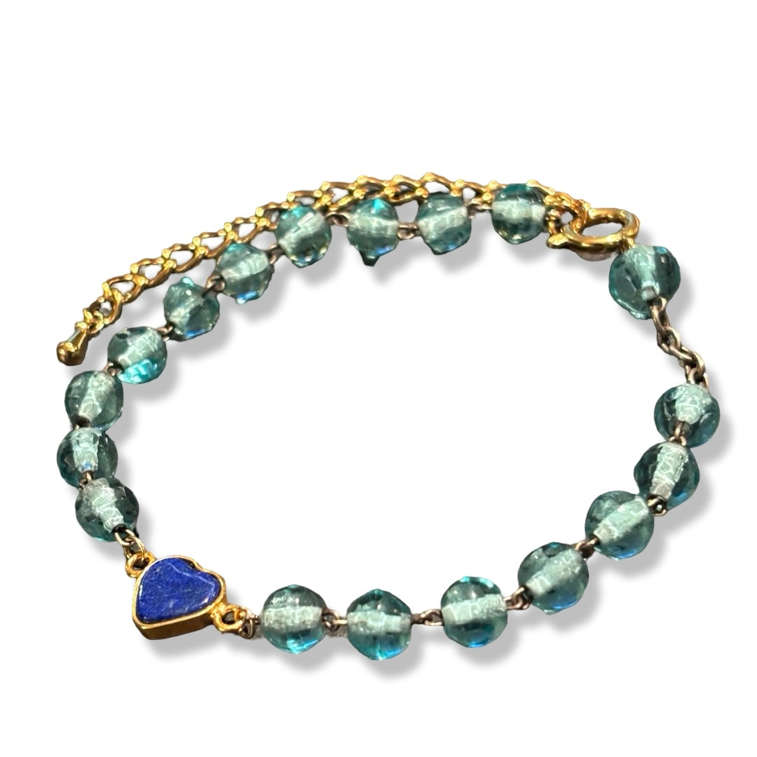 Bracelet chapelet vert et lapis lazuli