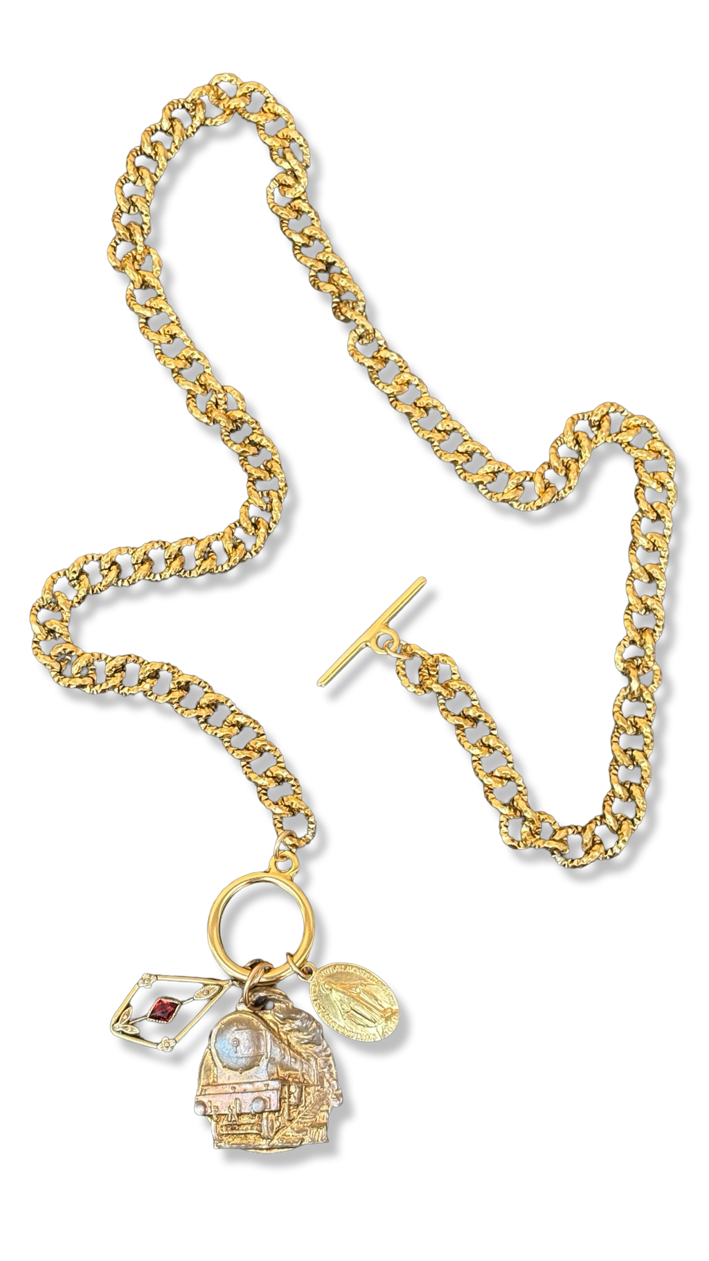 Collier chaîne diamantée , médaille des Chemins de Fer et Médaille Miraculeuse