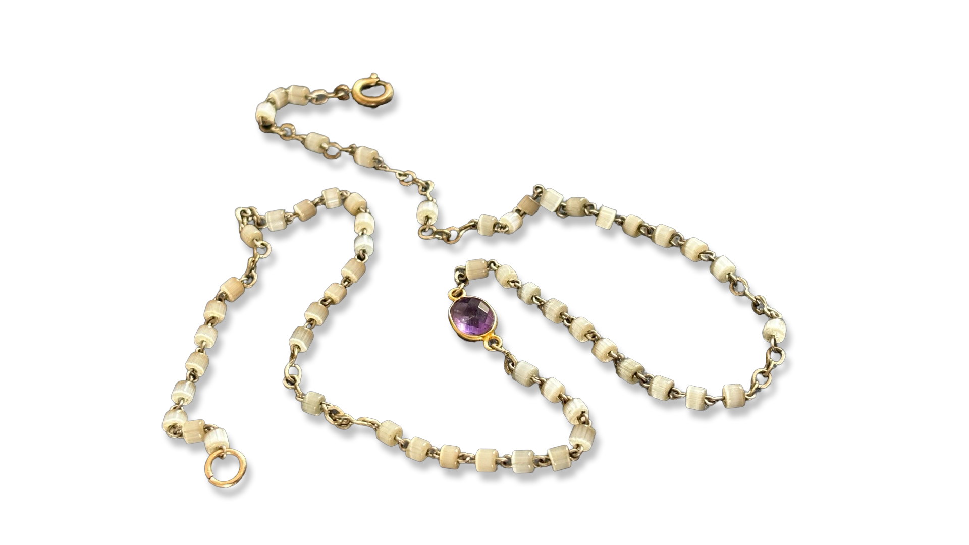 Collier chapelet perles de nacre et améthyste